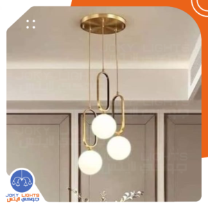 نجفة صنيه 23 سم 3 معلقه بيضاوى صغير - ذهبي لامع- (code:053)