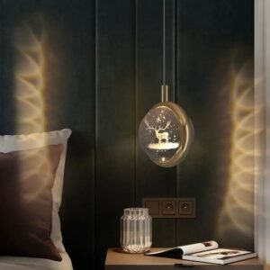 معلقه غزاله زجاج دائري ذهبي لامع (code:642)